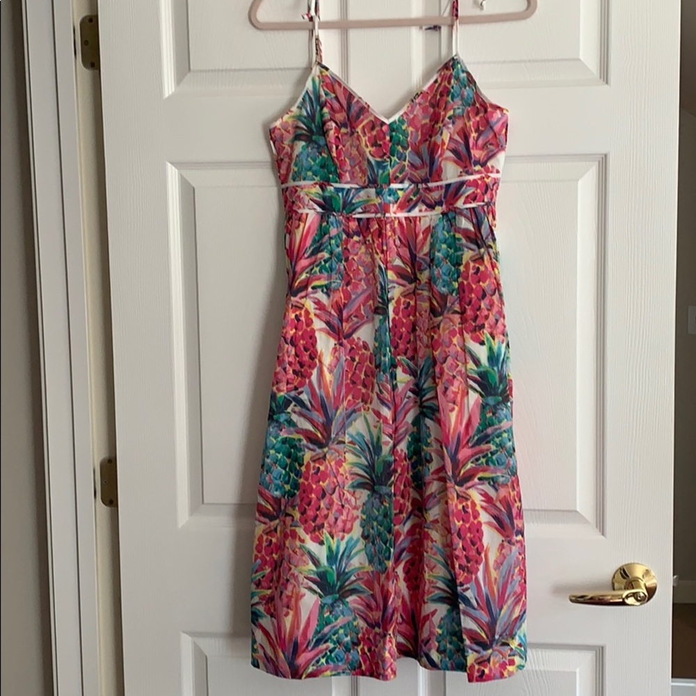 J Crew Ratti painted pineapple midi dress NWOT